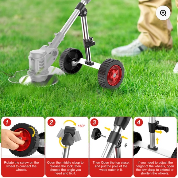 Tanbaby Electric Weed Wacker Attachment Wheels for 8/9” Weed Eater - Picture 3 of 7